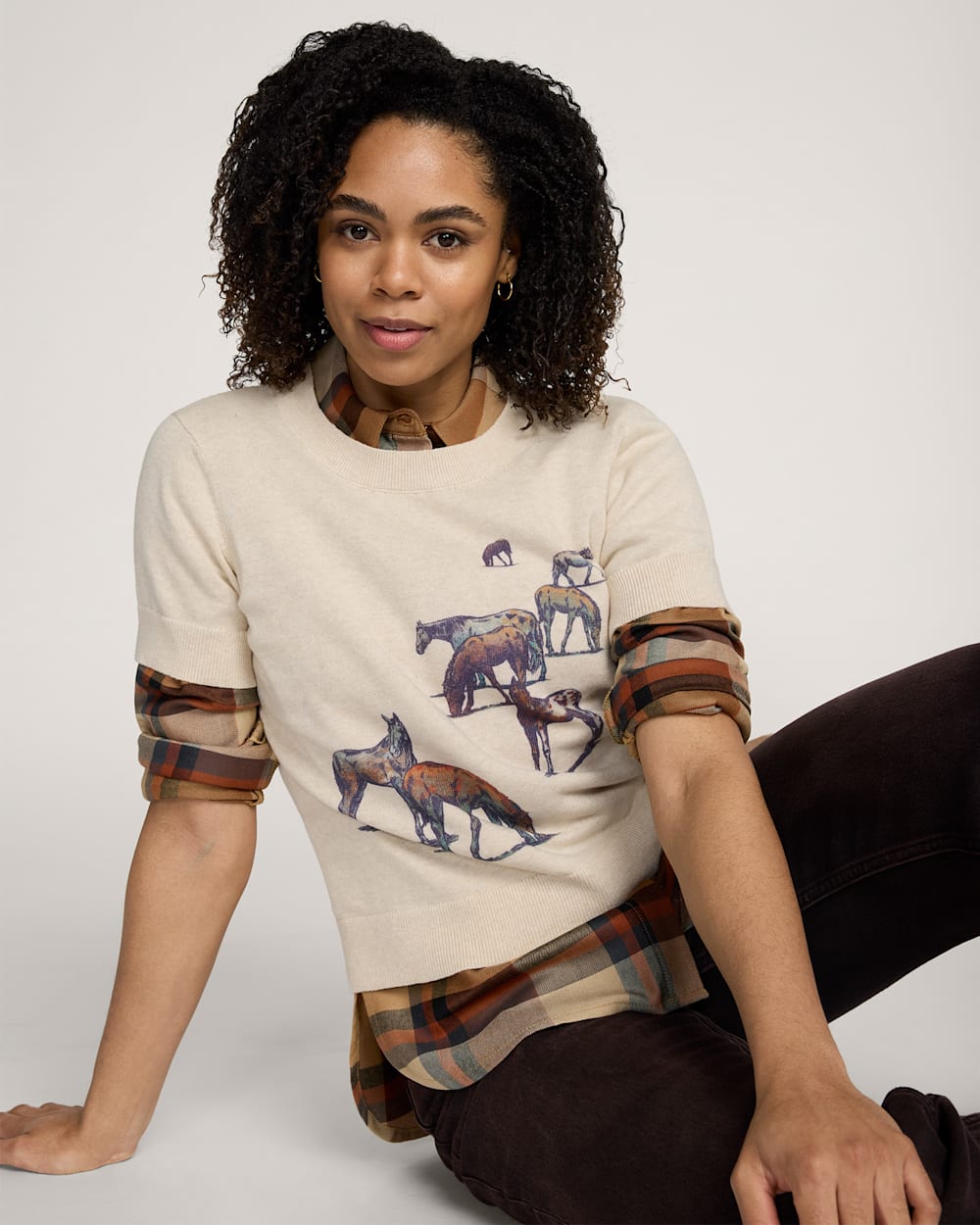 Pendleton Women's Wild Horse Short Sleeve Sweater