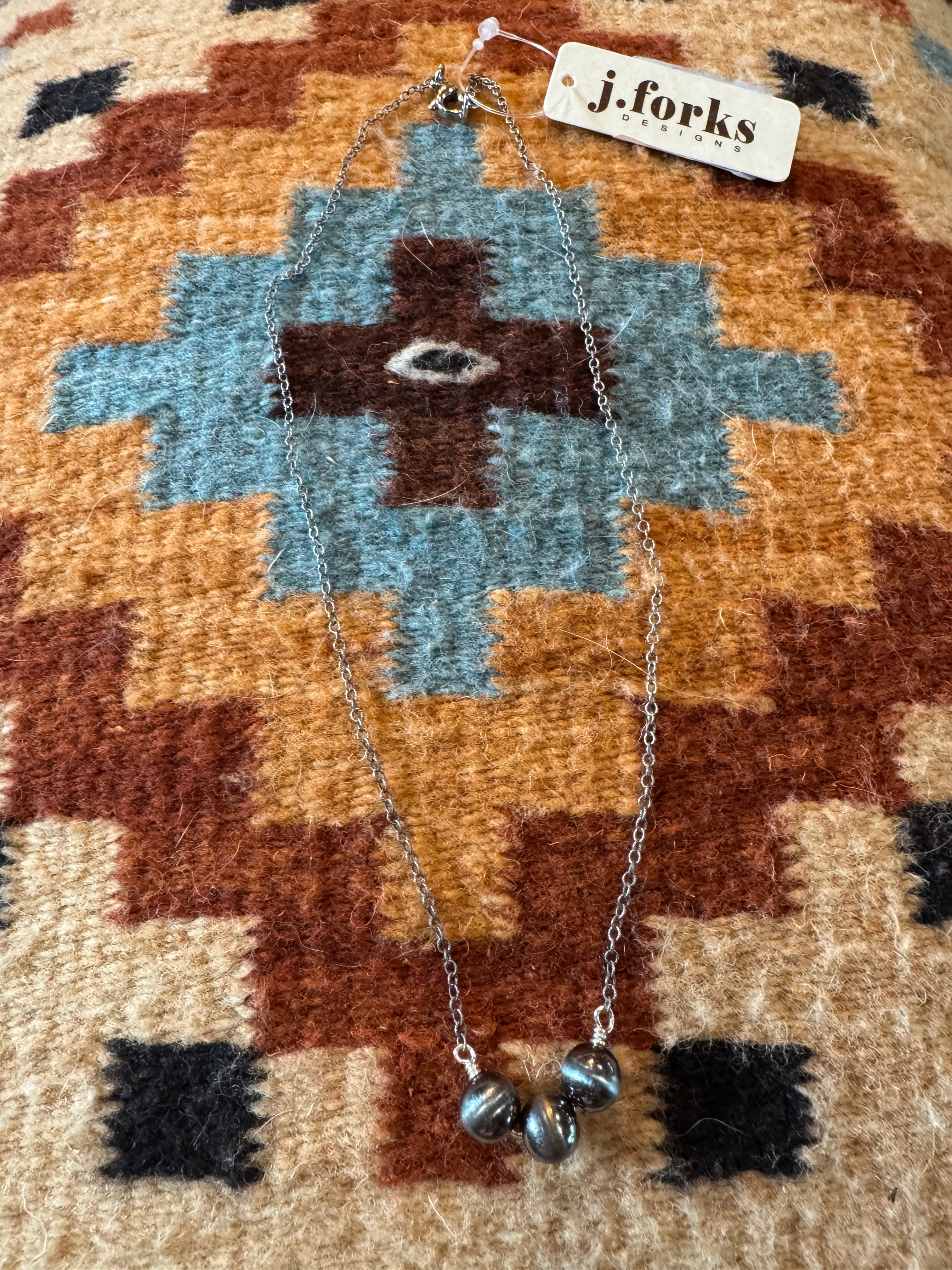 Oxidized Navajo Pearl Necklace