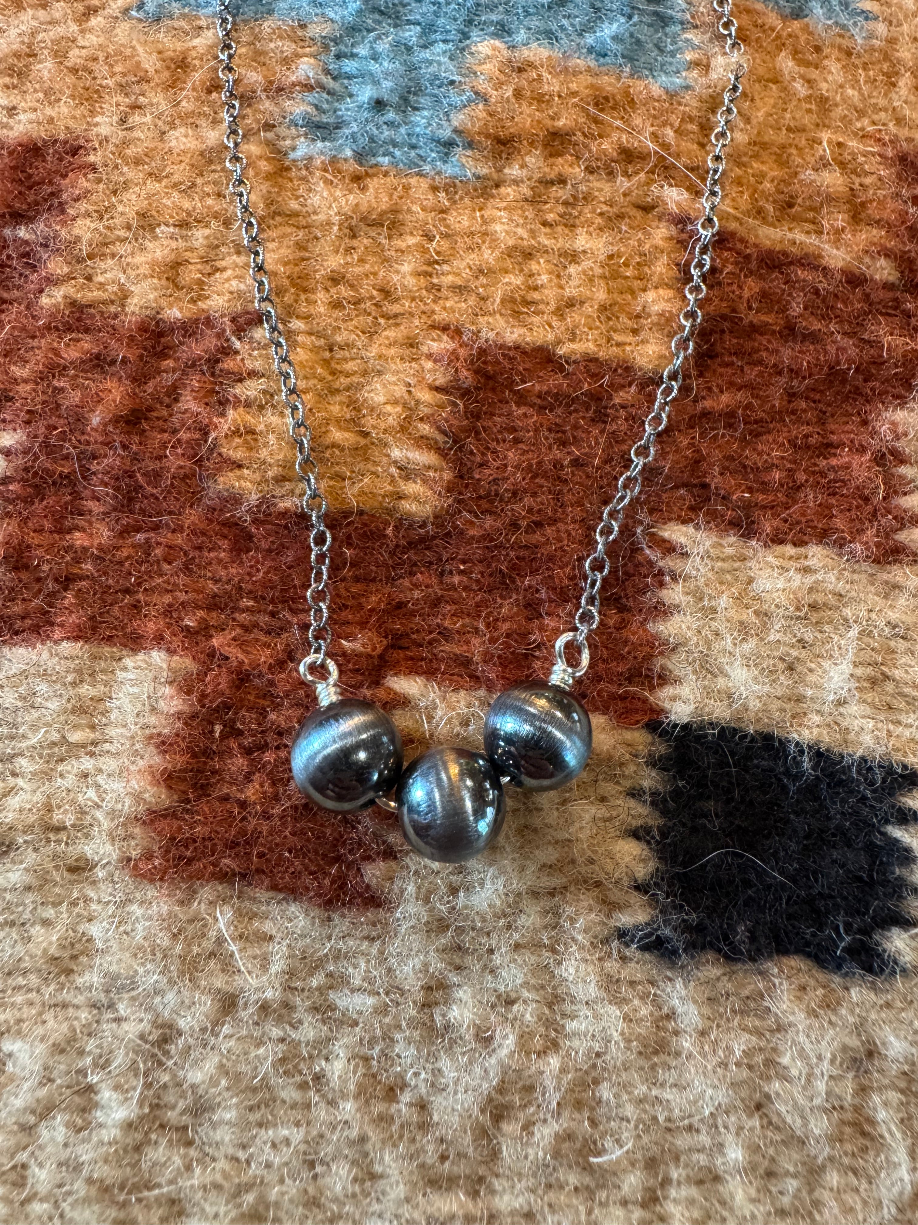 Oxidized Navajo Pearl Necklace
