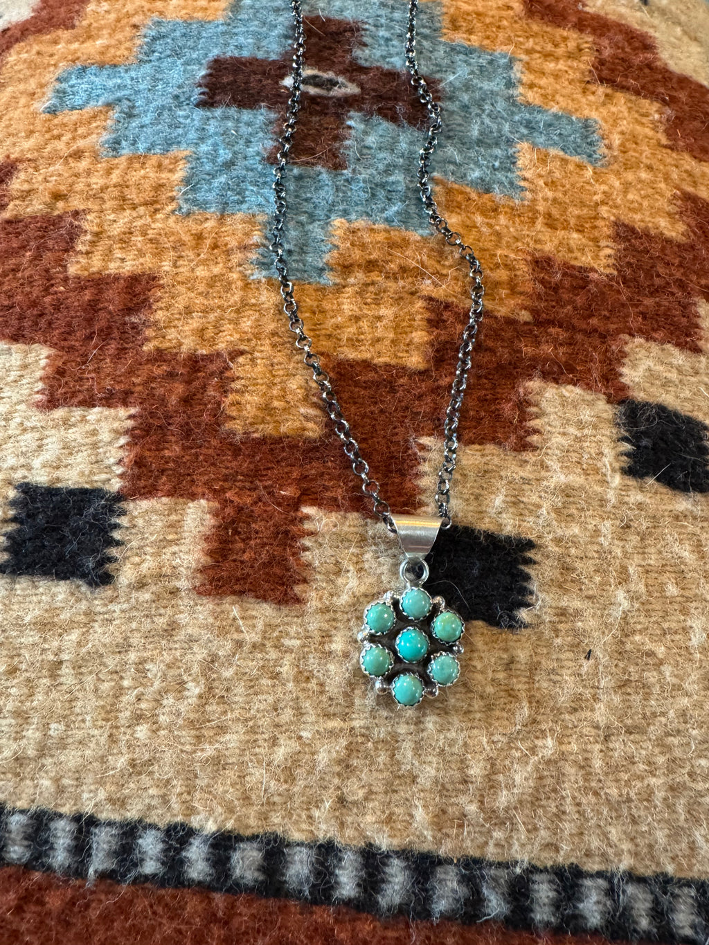 Turquoise Round Cluster Necklace