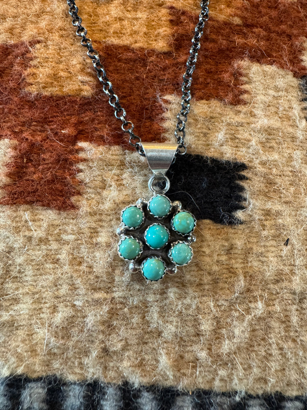 Turquoise Round Cluster Necklace
