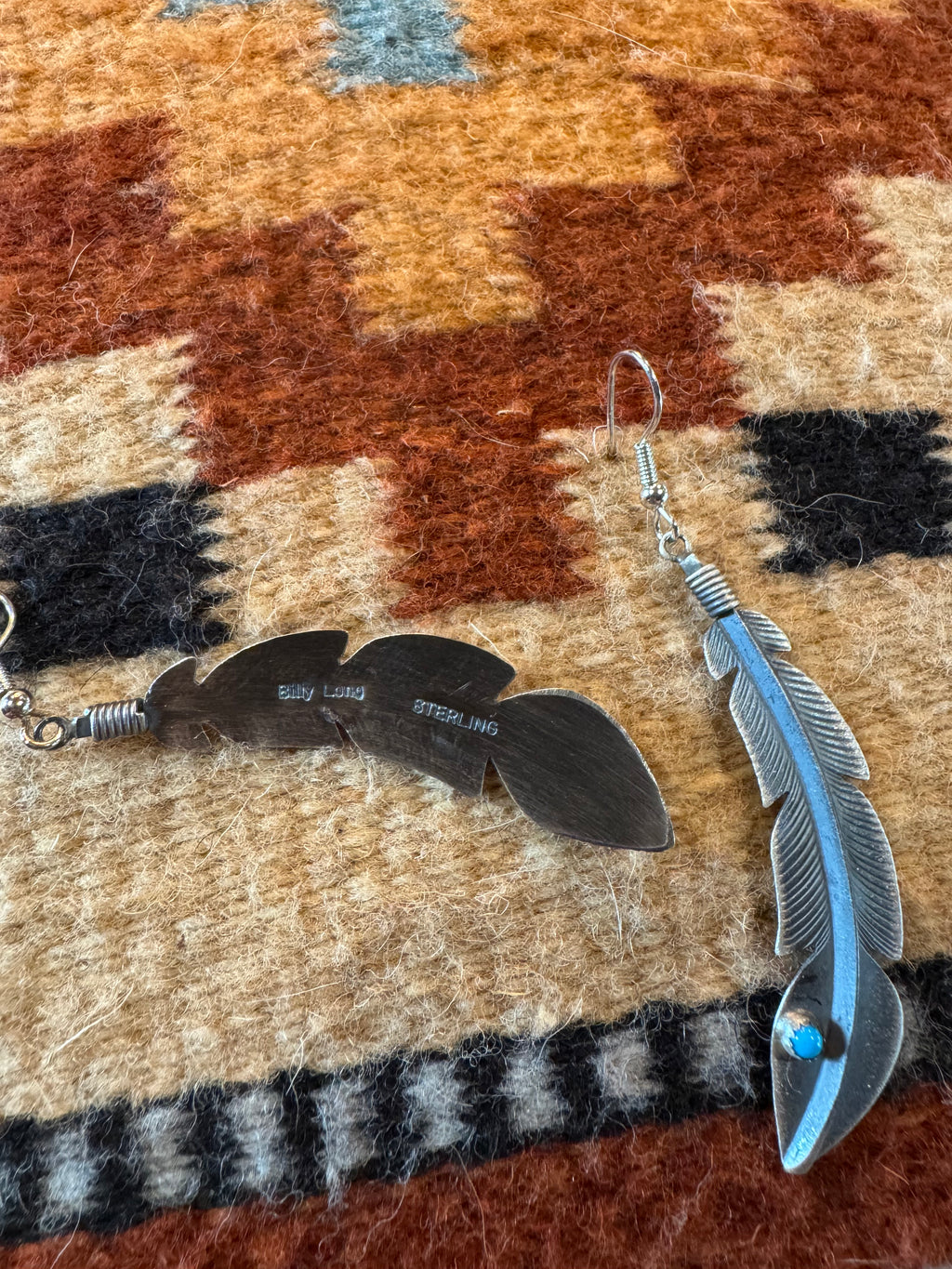 Silver and Turquoise Feather Earrings