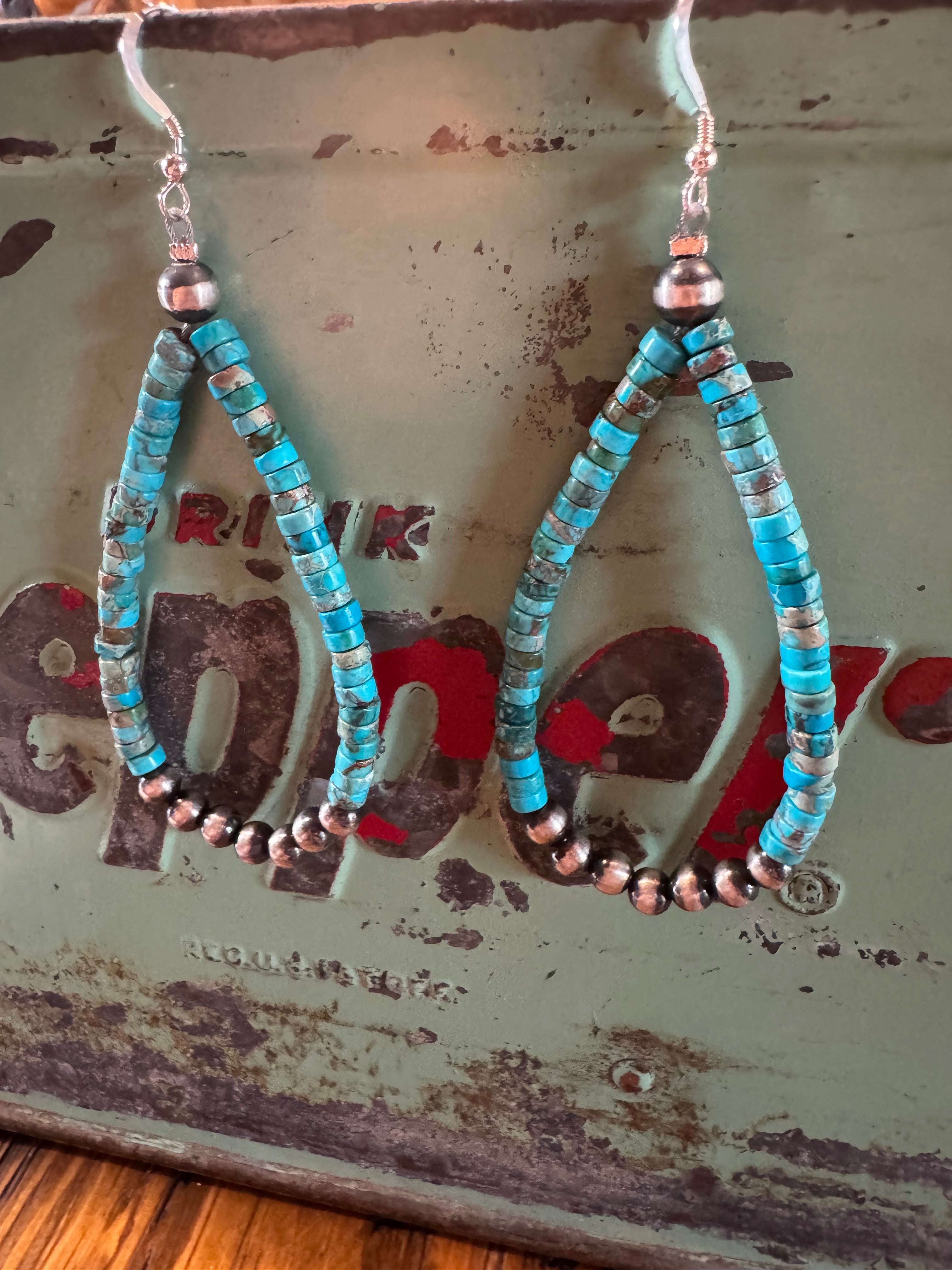 Turquoise and Navajo Pearl Earrings